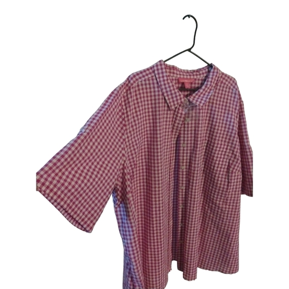 Gingham Red White Button Up Woman Within Button Up Elbow Slvs. Country Casual 4X - Picture 5 of 8